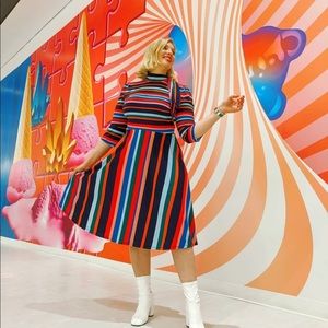 ELOQUII NWT Striped Rainbow Fit and Flare Dress